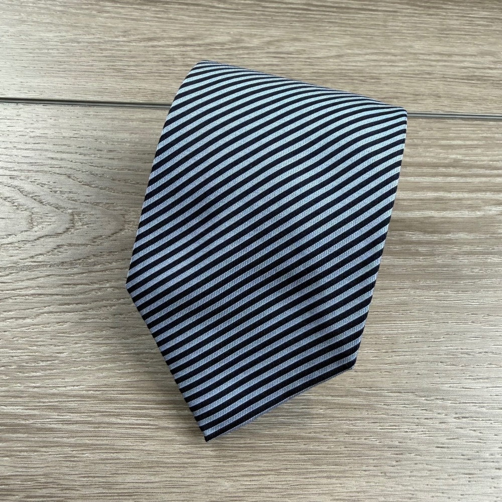 Roda Mens Necktie Silk Diagonal Stripe Blue Black OS